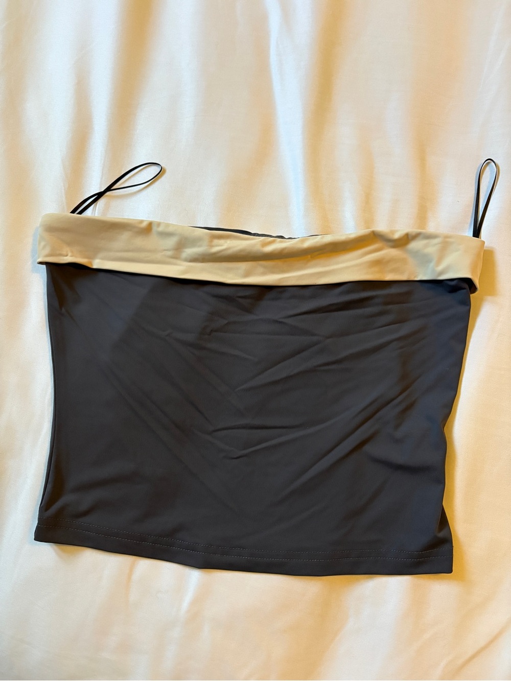 Princess Polly Gray and Cream Tube Top